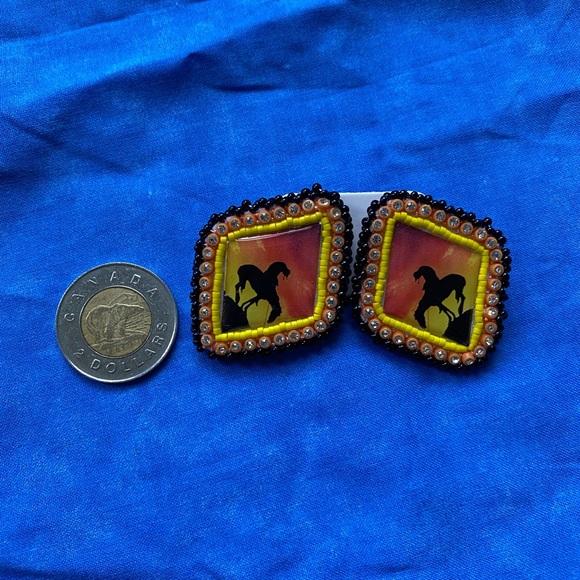 Handmade Hand Beaded Earrings - Picture 1 of 5